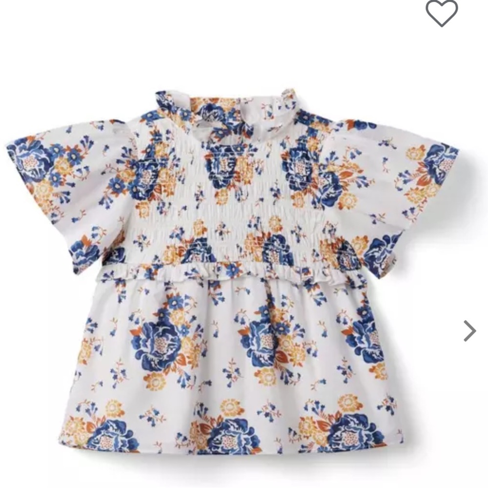 Janie and Jack Floral Smocked Flutter Sleeve Top